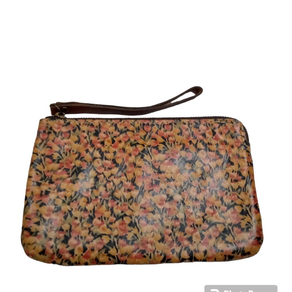Patricia Nash Leather Floral Zip Make-up Wristlet Bag - Picture 2 of 7